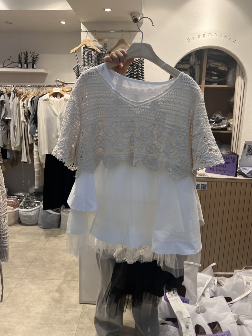 HOT PLACE/DREAM GIRIS直郵韓國代購女裝新品熱賣襯衫蕾絲衫空襯衫/蕾絲衫圖色1