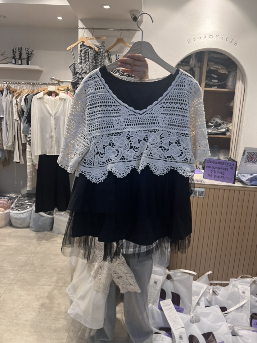 HOT PLACE/DREAM GIRIS直郵韓國代購女裝新品熱賣襯衫蕾絲衫空襯衫/蕾絲衫圖色2