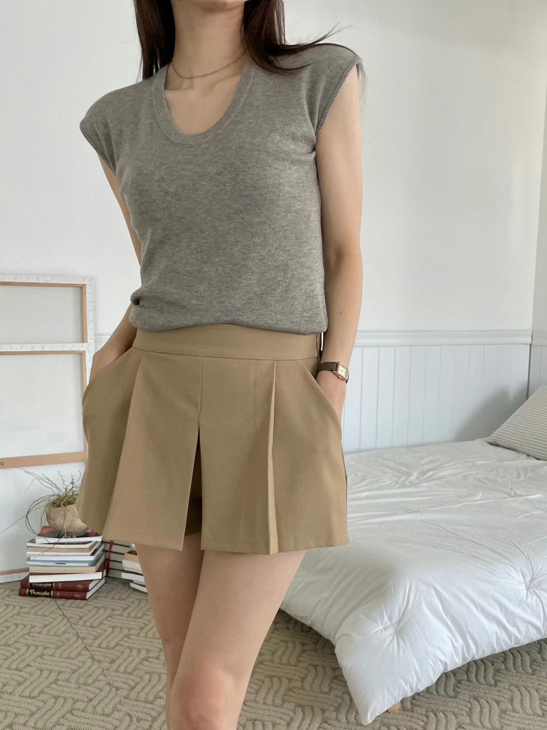 A.SOLE韓國直郵女裝新款推薦休閑真品時尚職業24春夏裙褲J.A.D裙褲圖色1