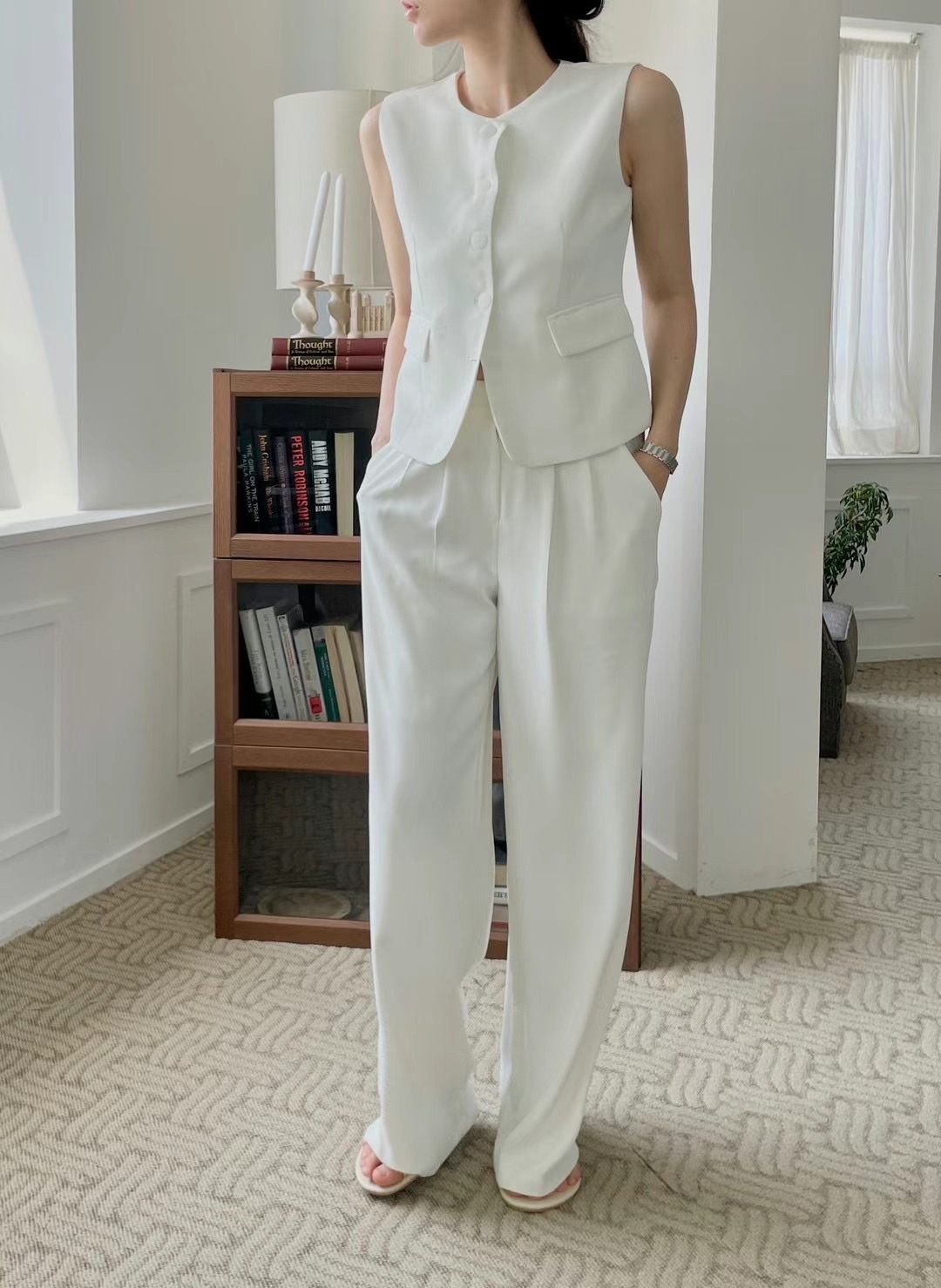 A.SOLE直郵韓國代購女裝新款職業休閑推薦真品24春夏休閑褲J.A.D休閑褲圖色1