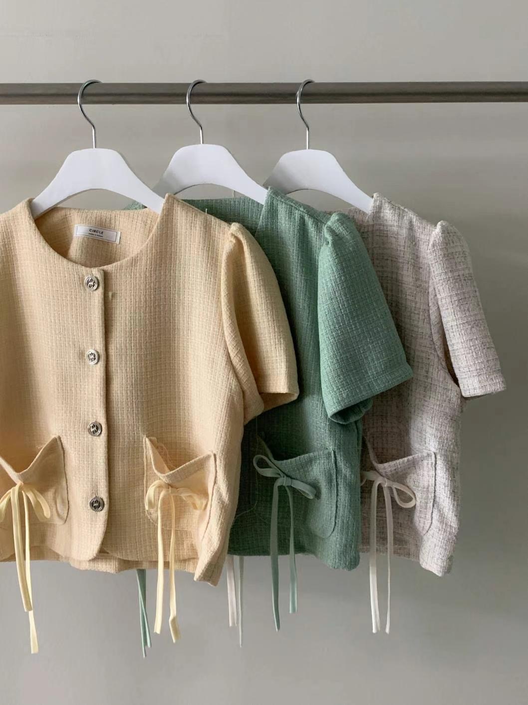 CIRCLE-써클-T韓國直郵東大門實拍女裝新款休閑夾克粗花呢CIRCLE夾克圖色3左三色