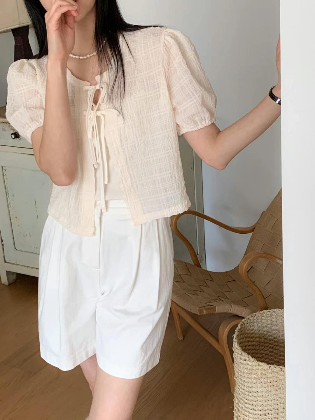 CIRCLE-써클-T直郵韓國代購女裝新品真品24春夏襯衫蕾絲衫CIRCLE襯衫/蕾絲衫