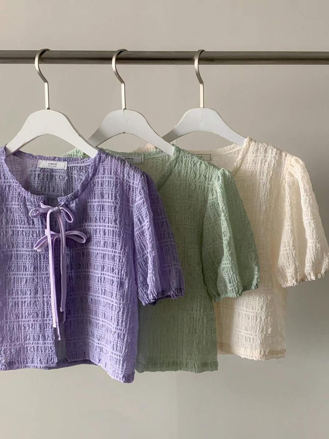 CIRCLE-써클-T直郵韓國代購女裝新品真品24春夏襯衫蕾絲衫CIRCLE襯衫/蕾絲衫圖色3左二色