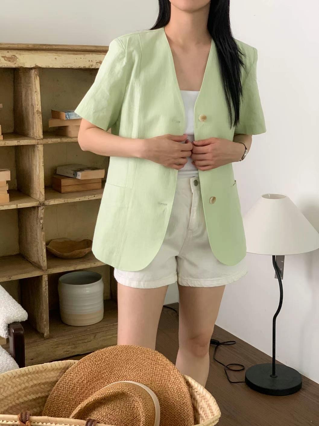 CIRCLE-써클-T韓國直郵東大門實拍女裝新款職業時尚夾克亞麻CIRCLE夾克圖色1