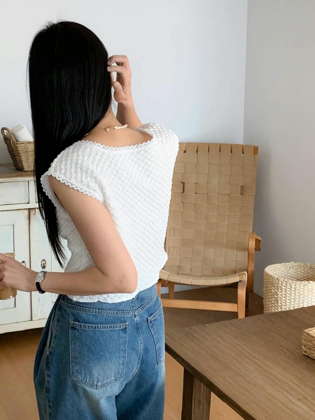 CIRCLE-써클-T韓國直郵女裝新品職業熱賣24春夏襯衫蕾絲衫蕾絲CIRCLE襯衫/蕾絲衫