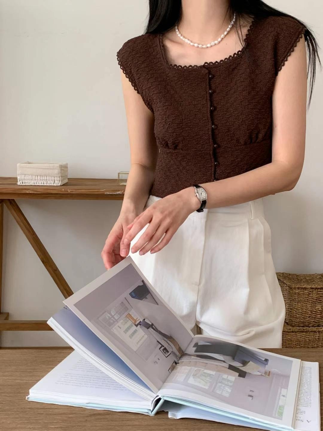 CIRCLE-써클-T韓國直郵女裝新品職業熱賣24春夏襯衫蕾絲衫蕾絲CIRCLE襯衫/蕾絲衫