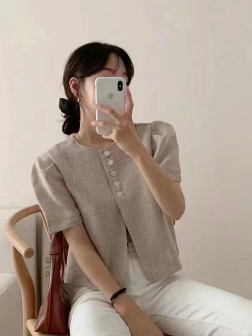 DDUIRYUN直郵韓國代購女裝新款24春夏人氣休閑襯衫蕾絲衫DDUIRYUN襯衫/蕾絲衫