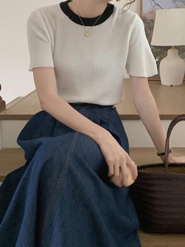 DDUIRYUN直郵韓國代購女裝新品24春夏真品職業熱賣休閑T恤DDUIRYUNT恤