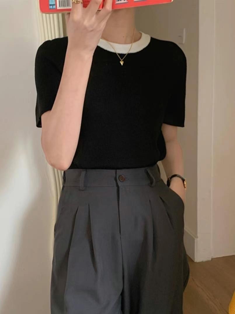 DDUIRYUN直郵韓國代購女裝新品24春夏真品職業熱賣休閑T恤DDUIRYUNT恤圖色2