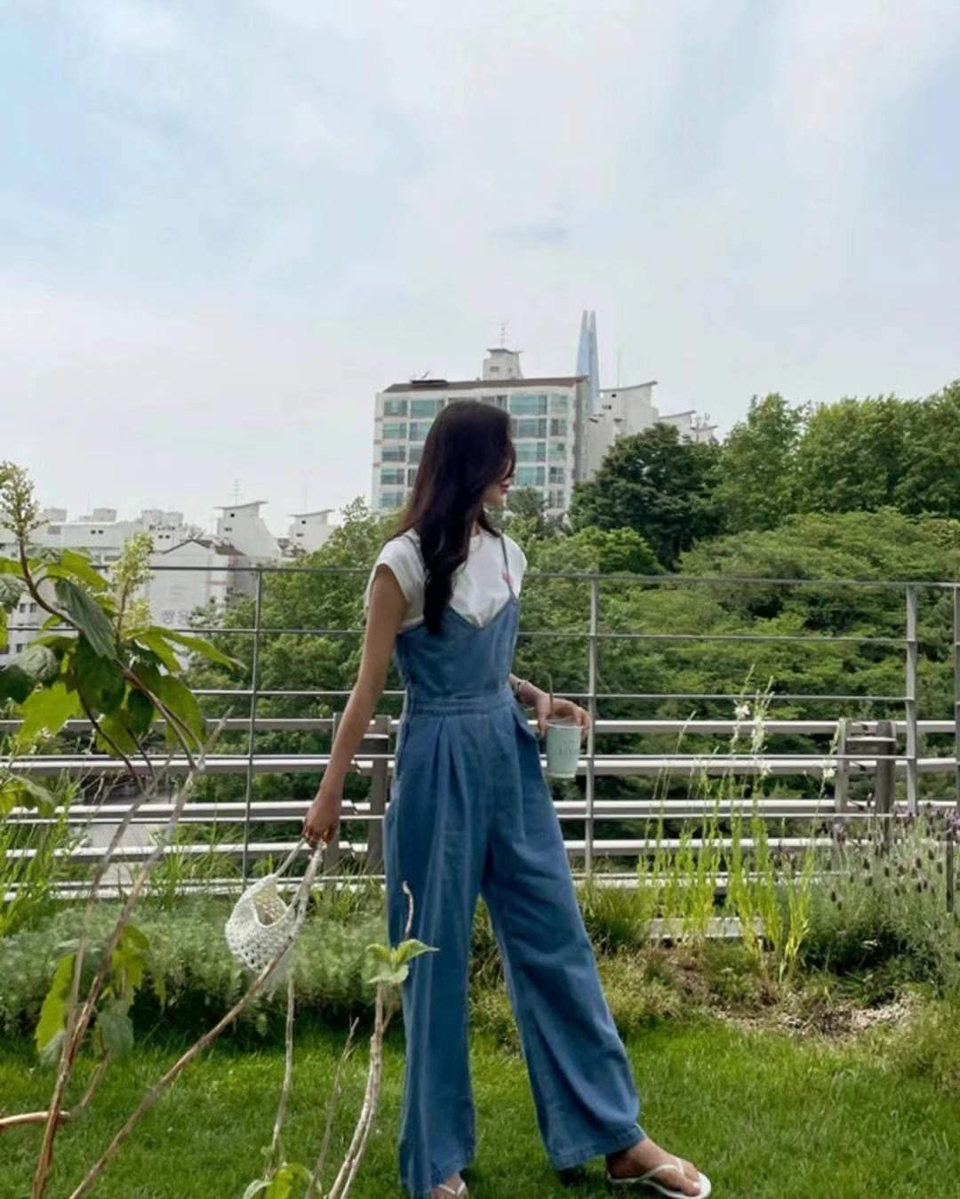 DDUIRYUN韓國直郵女裝新品休閑真品24春夏推薦時尚背帶褲DDUIRYUN背帶褲