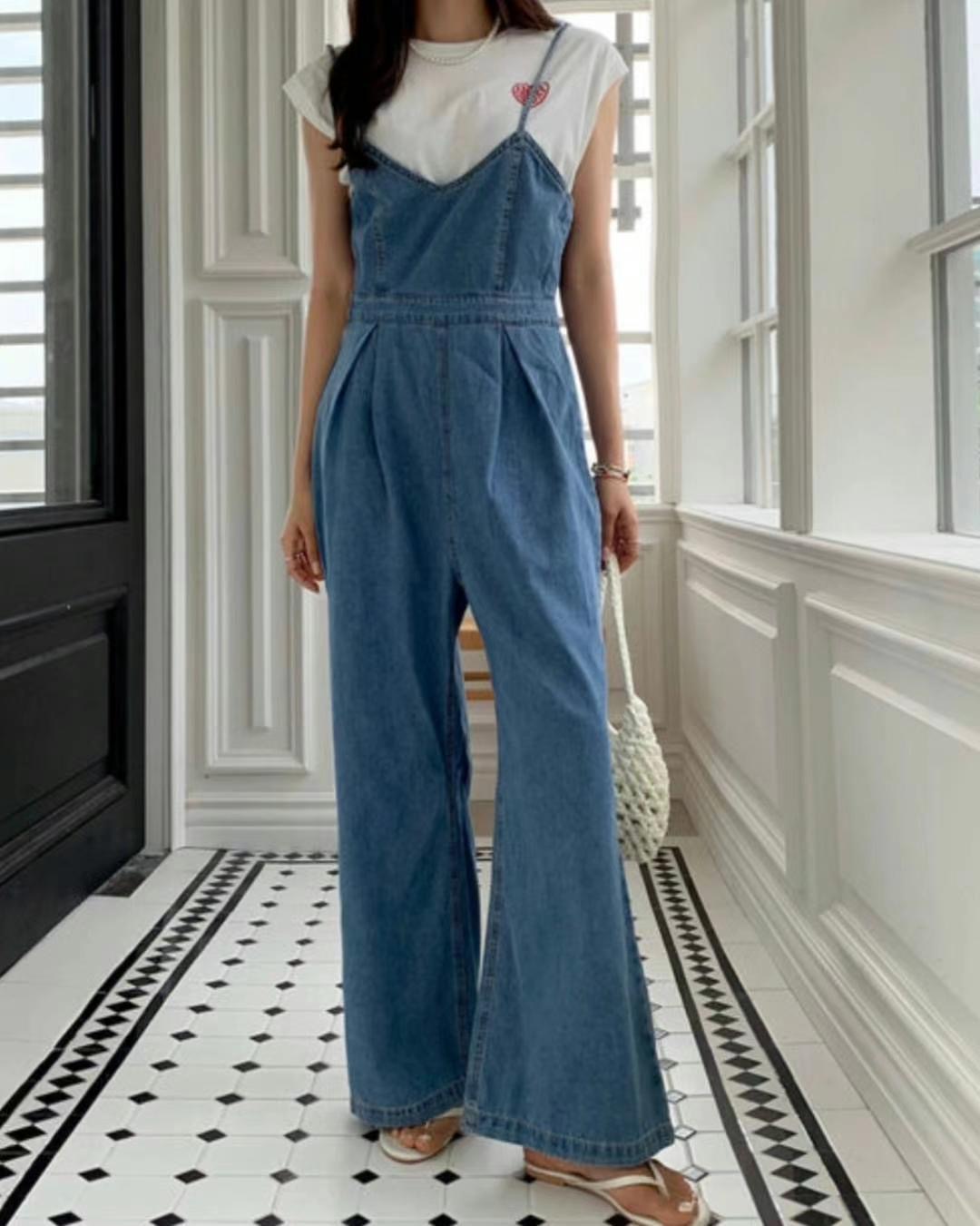 DDUIRYUN韓國直郵女裝新品休閑真品24春夏推薦時尚背帶褲DDUIRYUN背帶褲圖色1