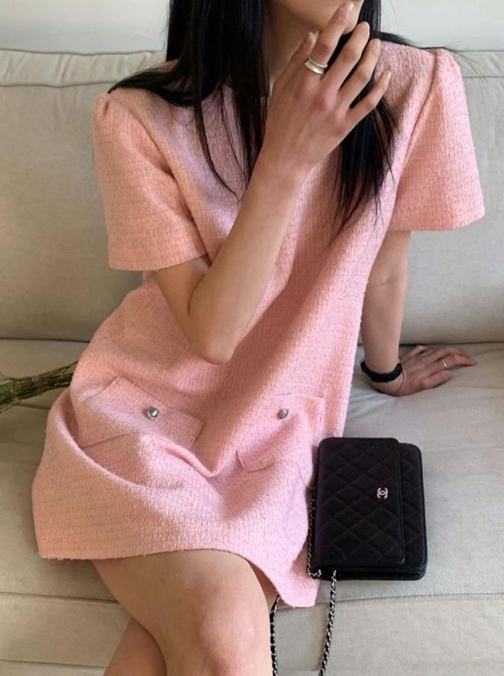 DDUIRYUN韓國直郵女裝新品24春夏職業人氣真品連衣裙花呢DDUIRYUN連衣裙