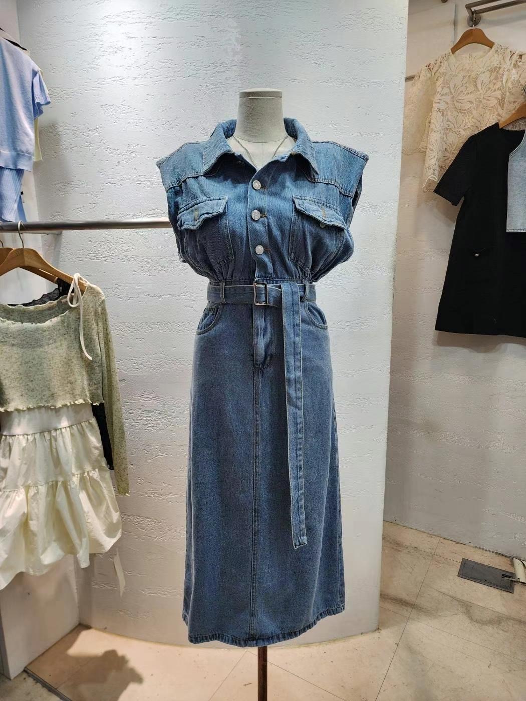 DDUIRYUN韓國直郵女裝新品休閑職業人氣真品熱賣連衣裙牛仔布DDUIRYUN連衣裙圖色1