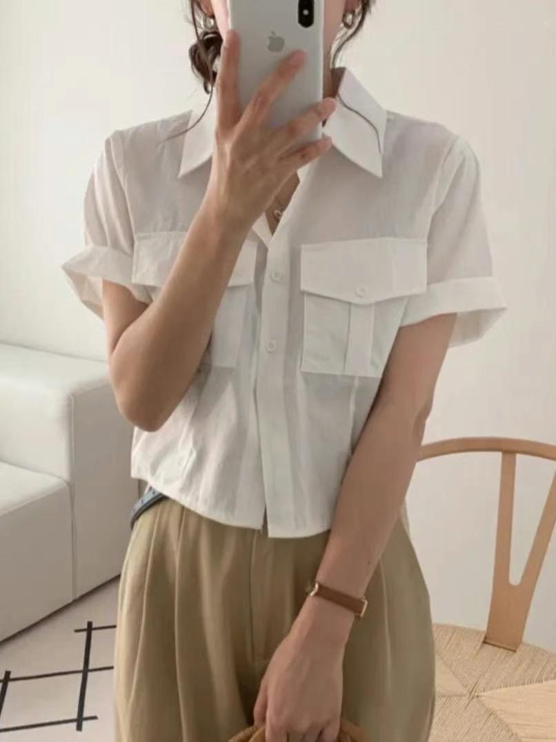 DDUIRYUN直郵韓國代購女裝新款熱賣時尚推薦襯衫蕾絲衫短款DDUIRYUN襯衫/蕾絲衫