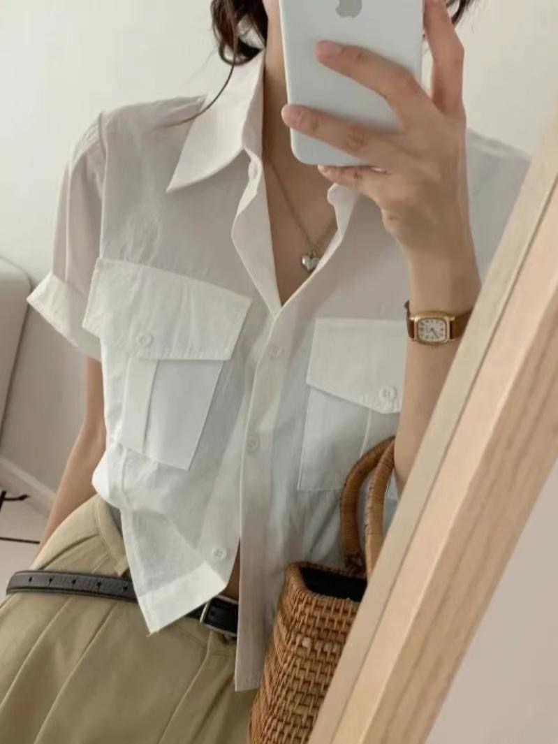 DDUIRYUN直郵韓國代購女裝新款熱賣時尚推薦襯衫蕾絲衫短款DDUIRYUN襯衫/蕾絲衫