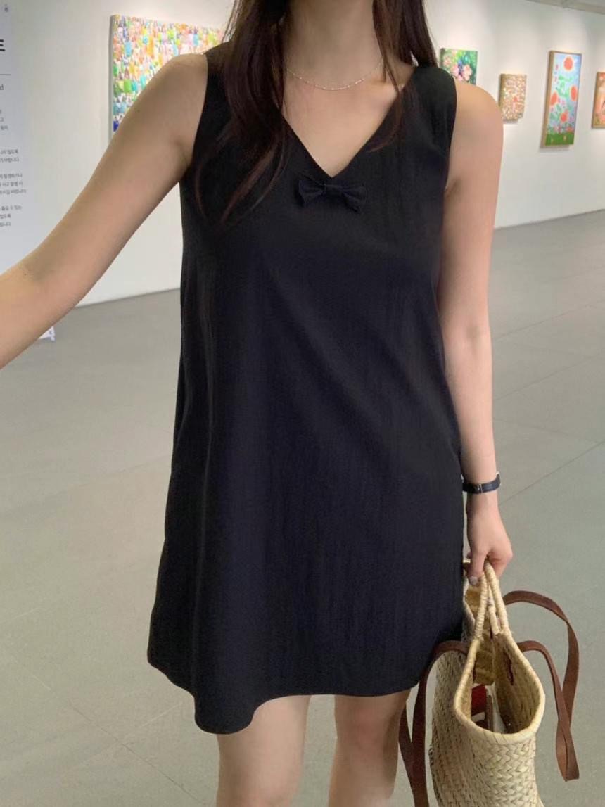 KNOCKKNOCK韓國直郵女裝新品24春夏休閑職業連衣裙蝴蝶結SAGE連衣裙圖色2