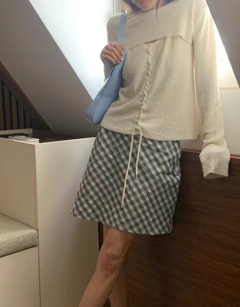 KNOCKKNOCK韓國直郵女裝新品熱賣推薦職業真品短裙格紋半身裙SAGE短裙