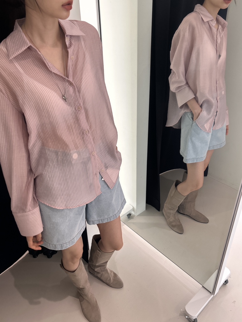 ME MO韓國直郵女裝新品推薦休閑24春夏真品時尚襯衫蕾絲衫ME MO襯衫/蕾絲衫