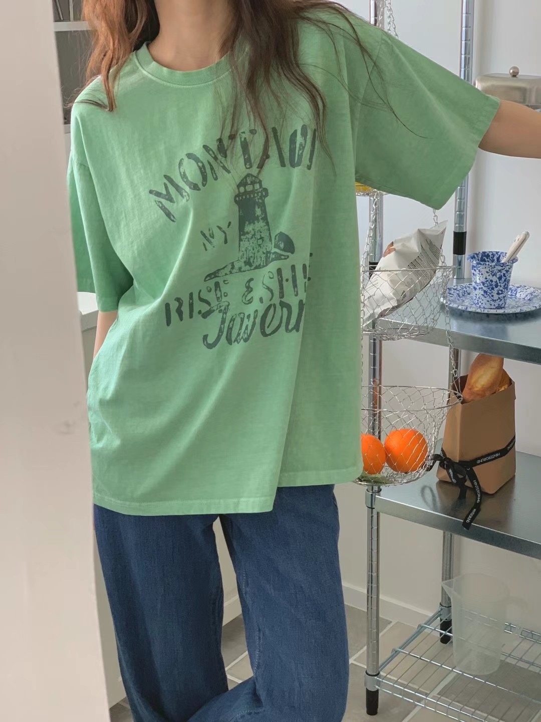 OBE韓國直郵東大門實拍女裝新品時尚熱賣推薦休閑真品職業T恤OBET恤圖色2