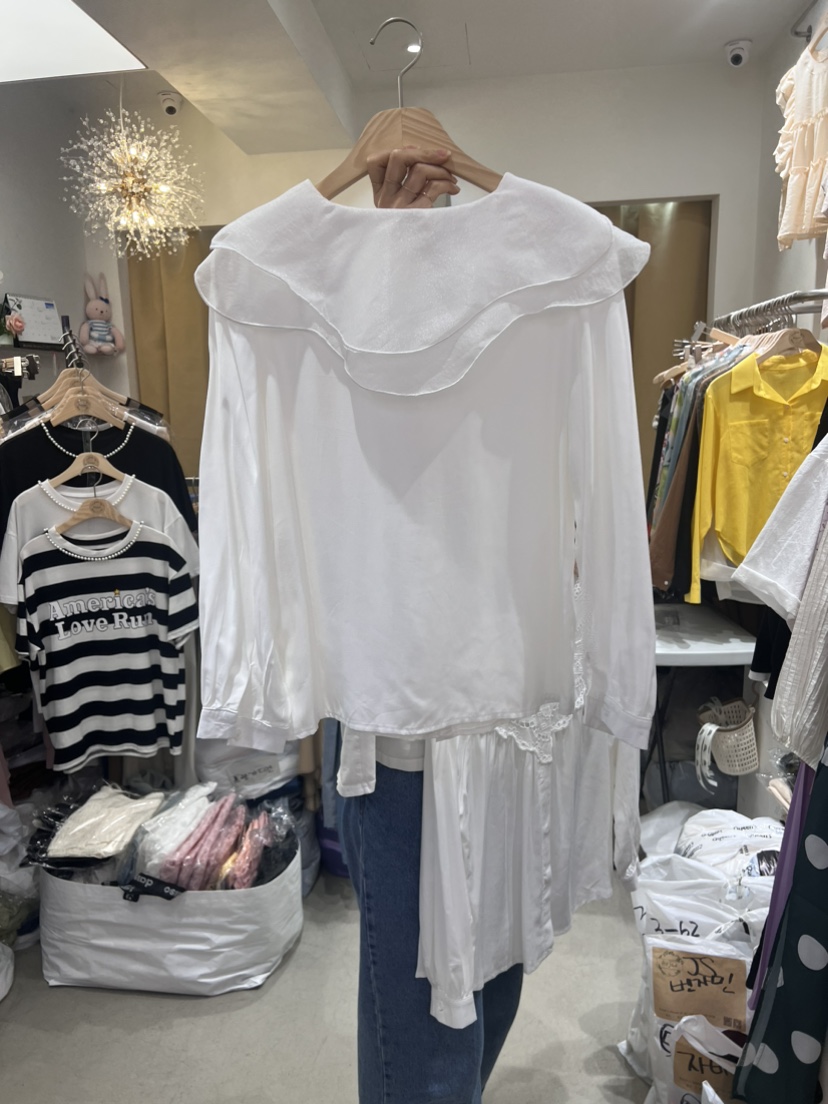 HOJAE韓國直郵女裝新品時尚真品職業人氣熱賣24春夏襯衫蕾絲衫HOJAE襯衫/蕾絲衫
