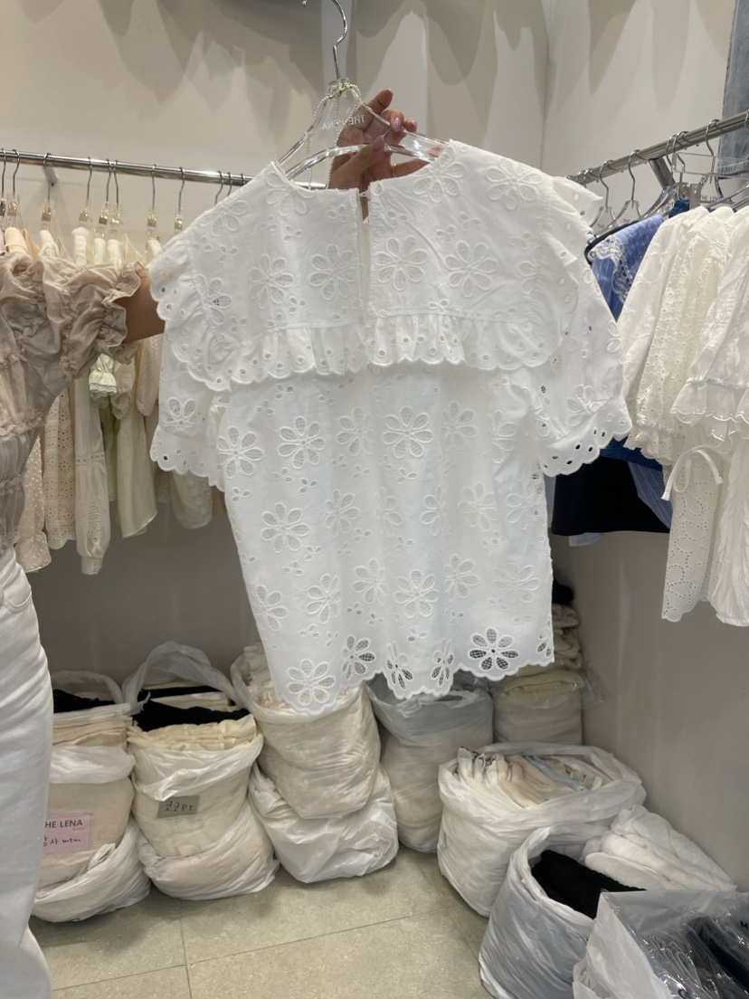 THE LENA直郵韓國代購女裝新款職業24春夏休閑襯衫蕾絲衫NWEOL襯衫/蕾絲衫
