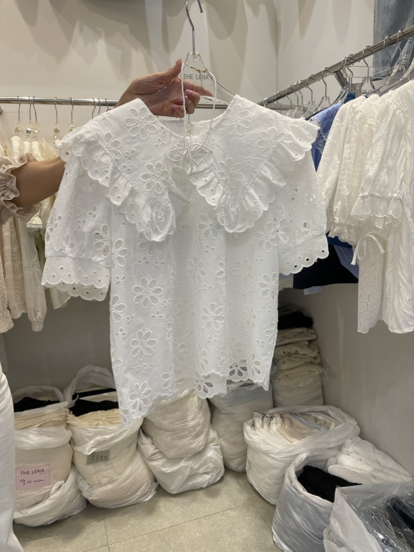 THE LENA直郵韓國代購女裝新款職業24春夏休閑襯衫蕾絲衫NWEOL襯衫/蕾絲衫圖色2