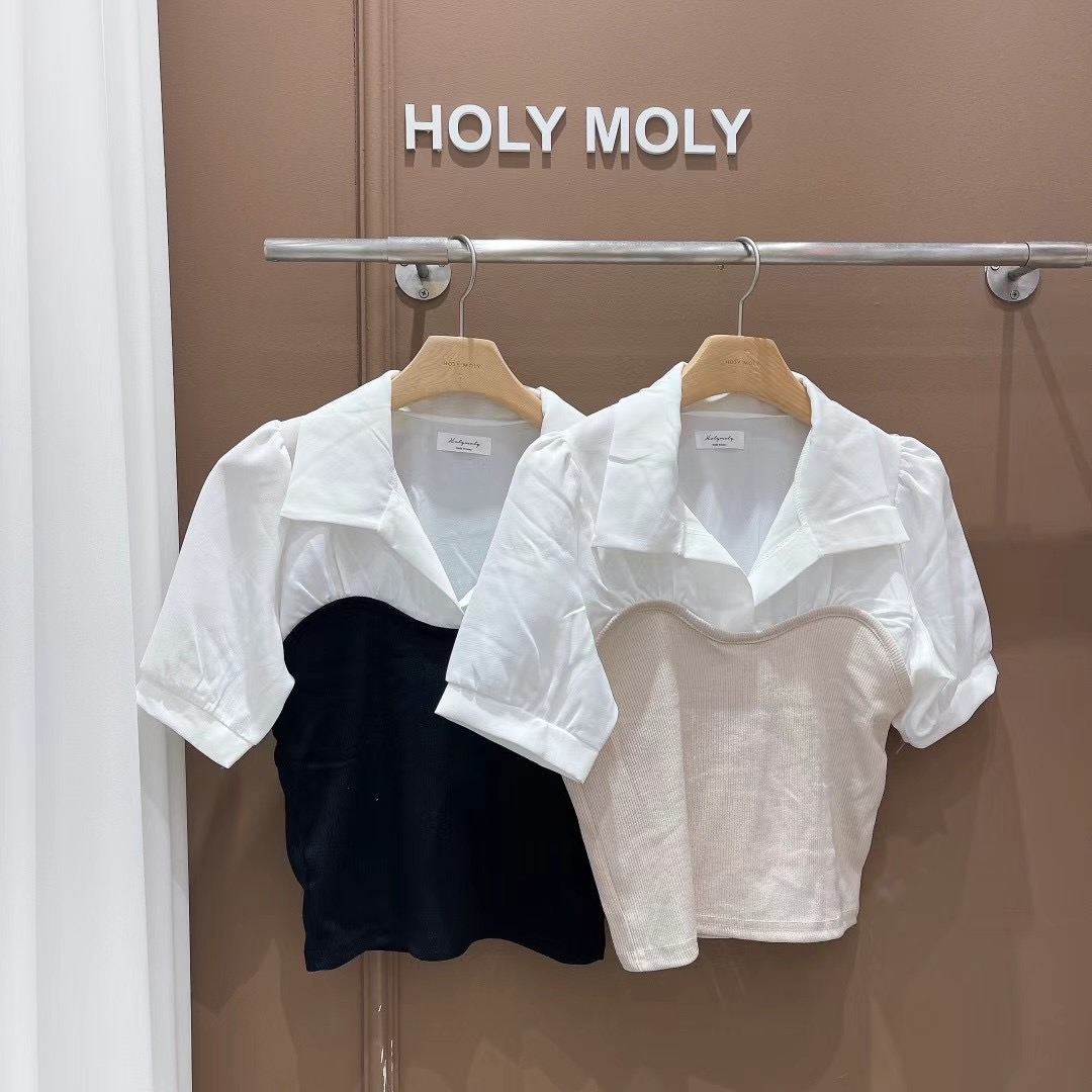 HOLYMOLY直郵韓國代購女裝新款休閑推薦熱賣職業襯衫蕾絲衫DKS08襯衫/蕾絲衫