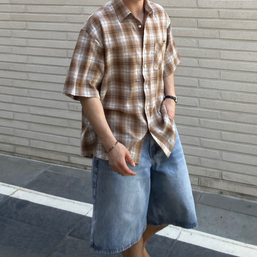 ROA-男裝韓國直郵東大門實拍女裝新品休閑時尚襯衫蕾絲衫格紋ROA襯衫/蕾絲衫