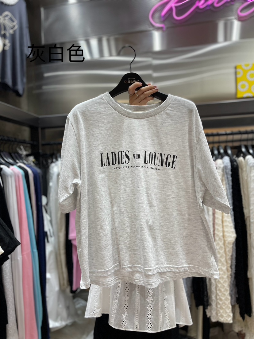 RUNWAY韓國直郵東大門實拍女裝新款休閑職業24春夏推薦T恤RUNWAYT恤圖色2