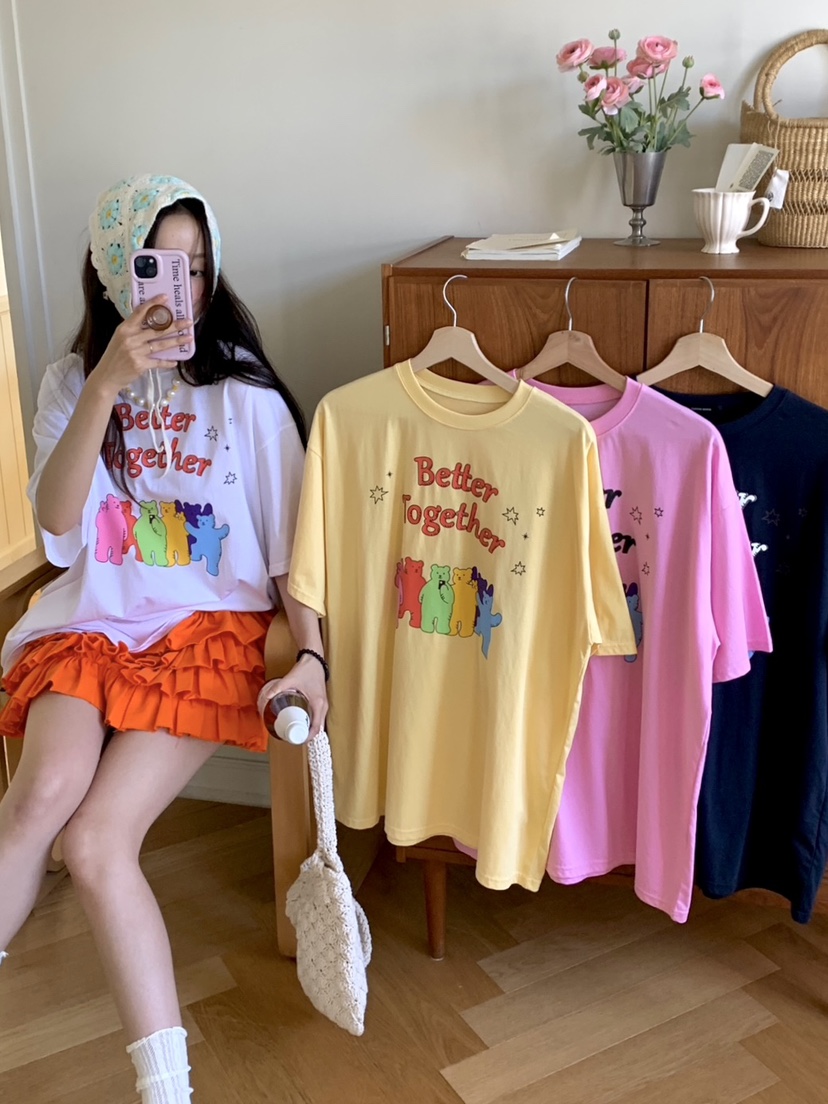 SUNDAY MOOD韓國直郵女士新品人氣熱賣24春夏真品推薦T恤BOWIET恤