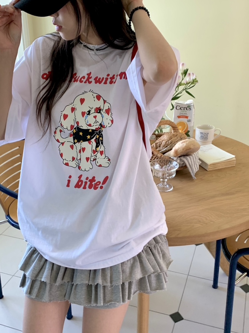 SUNDAY MOOD韓國直郵女士新款休閑24春夏人氣職業真品T恤BOWIET恤