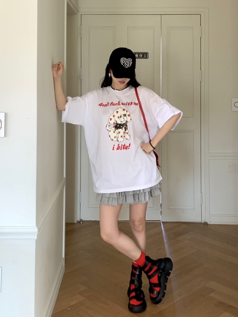 SUNDAY MOOD韓國直郵女士新款休閑24春夏人氣職業真品T恤BOWIET恤