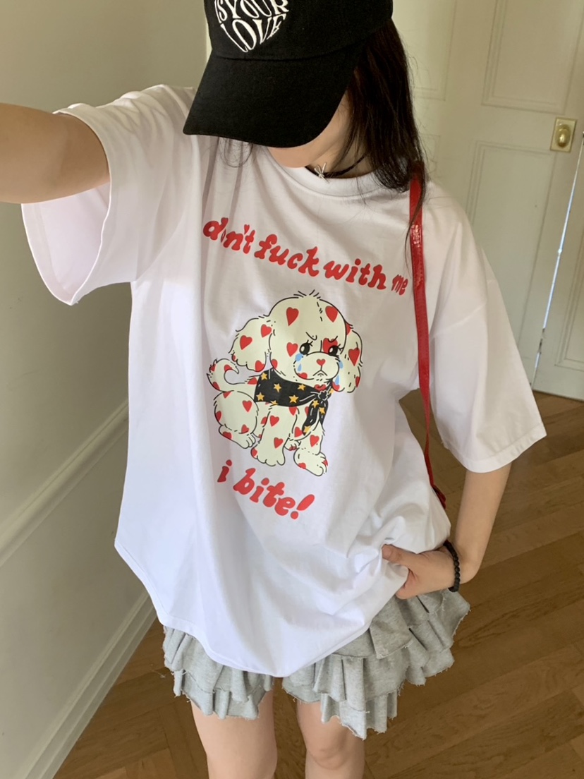 SUNDAY MOOD韓國直郵女士新款休閑24春夏人氣職業真品T恤BOWIET恤