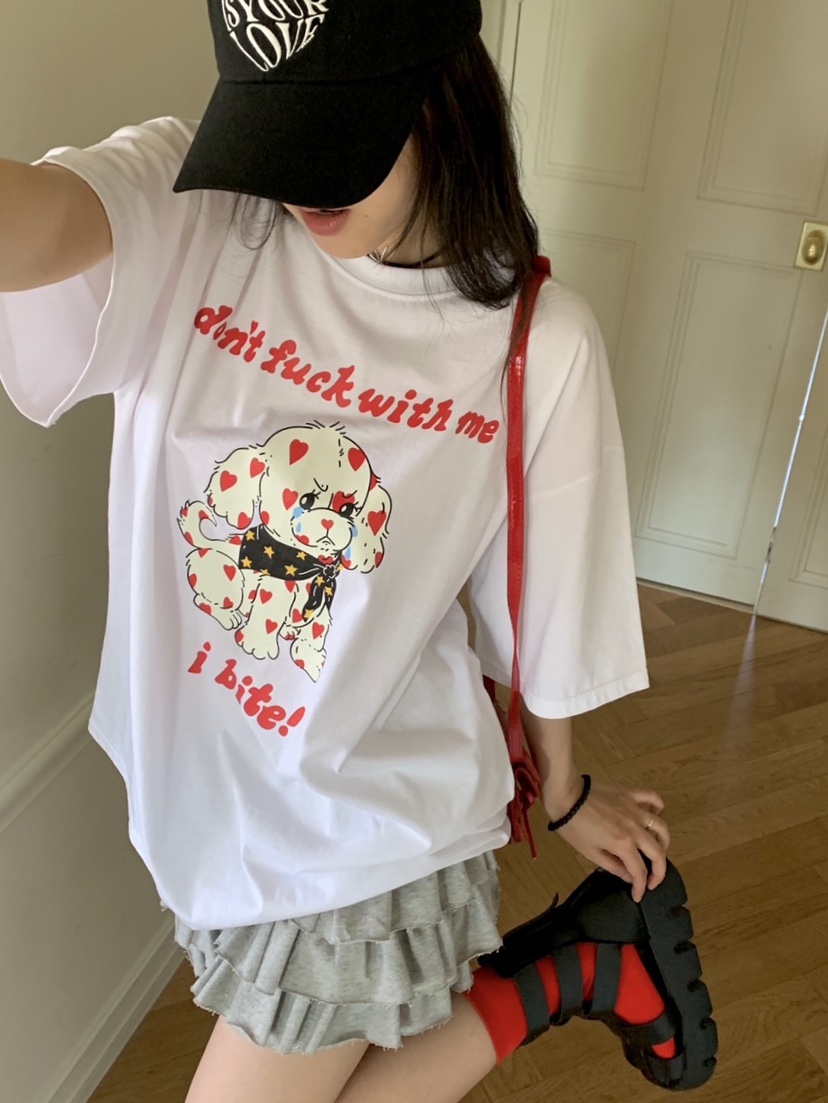 SUNDAY MOOD韓國直郵女士新款休閑24春夏人氣職業真品T恤BOWIET恤