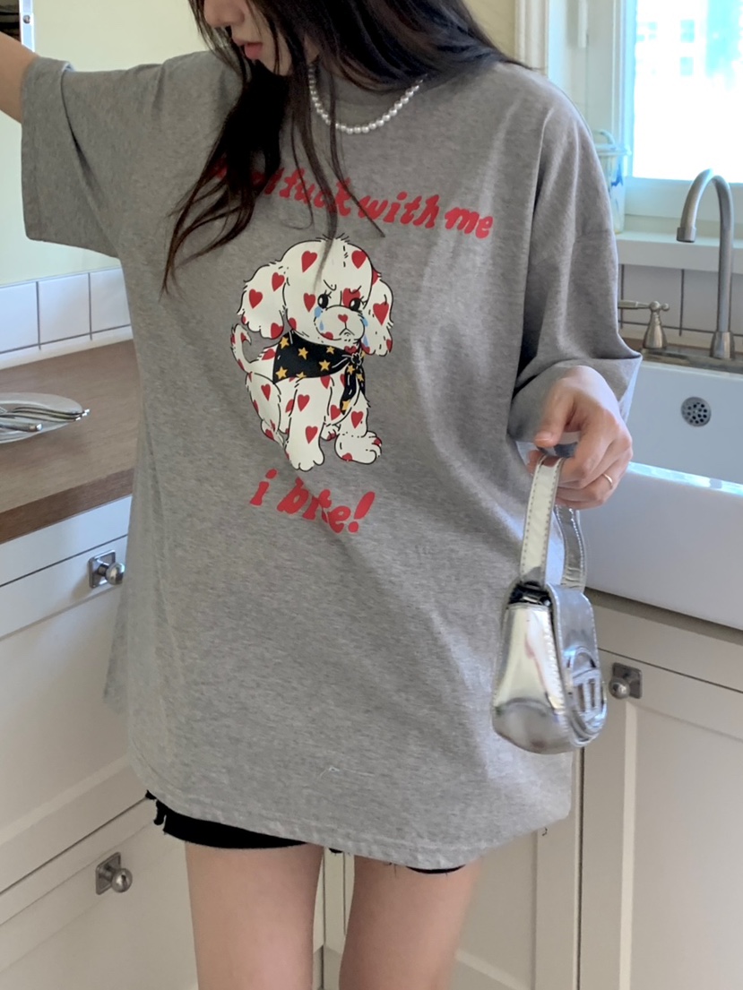 SUNDAY MOOD韓國直郵女士新款休閑24春夏人氣職業真品T恤BOWIET恤