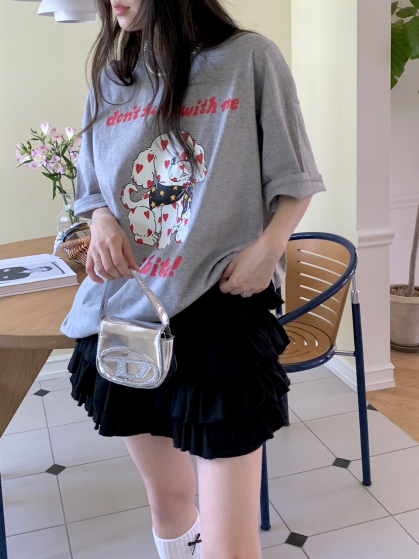 SUNDAY MOOD韓國直郵女士新款休閑24春夏人氣職業真品T恤BOWIET恤