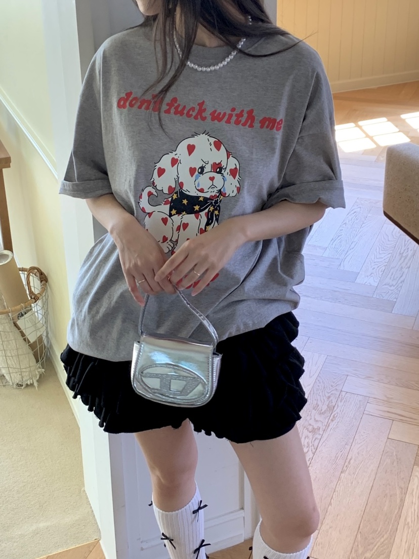 SUNDAY MOOD韓國直郵女士新款休閑24春夏人氣職業真品T恤BOWIET恤