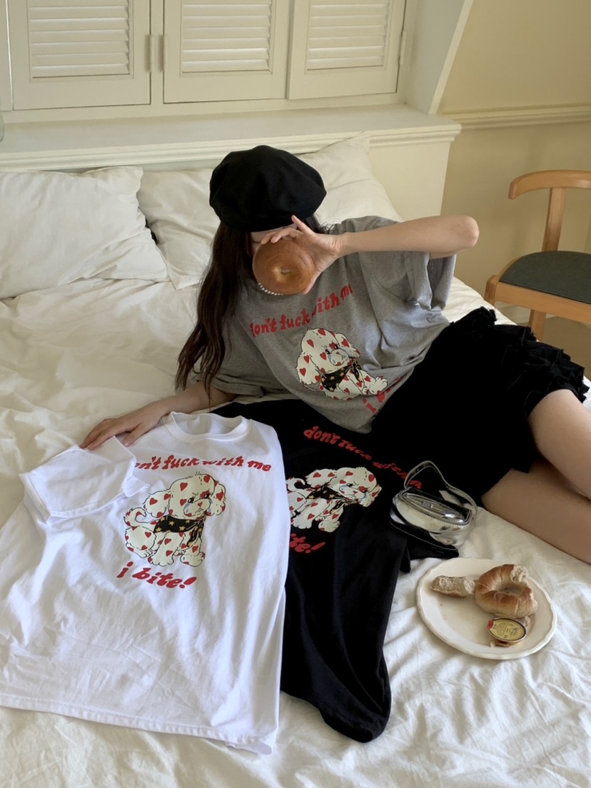 SUNDAY MOOD韓國直郵女士新款休閑24春夏人氣職業真品T恤BOWIET恤