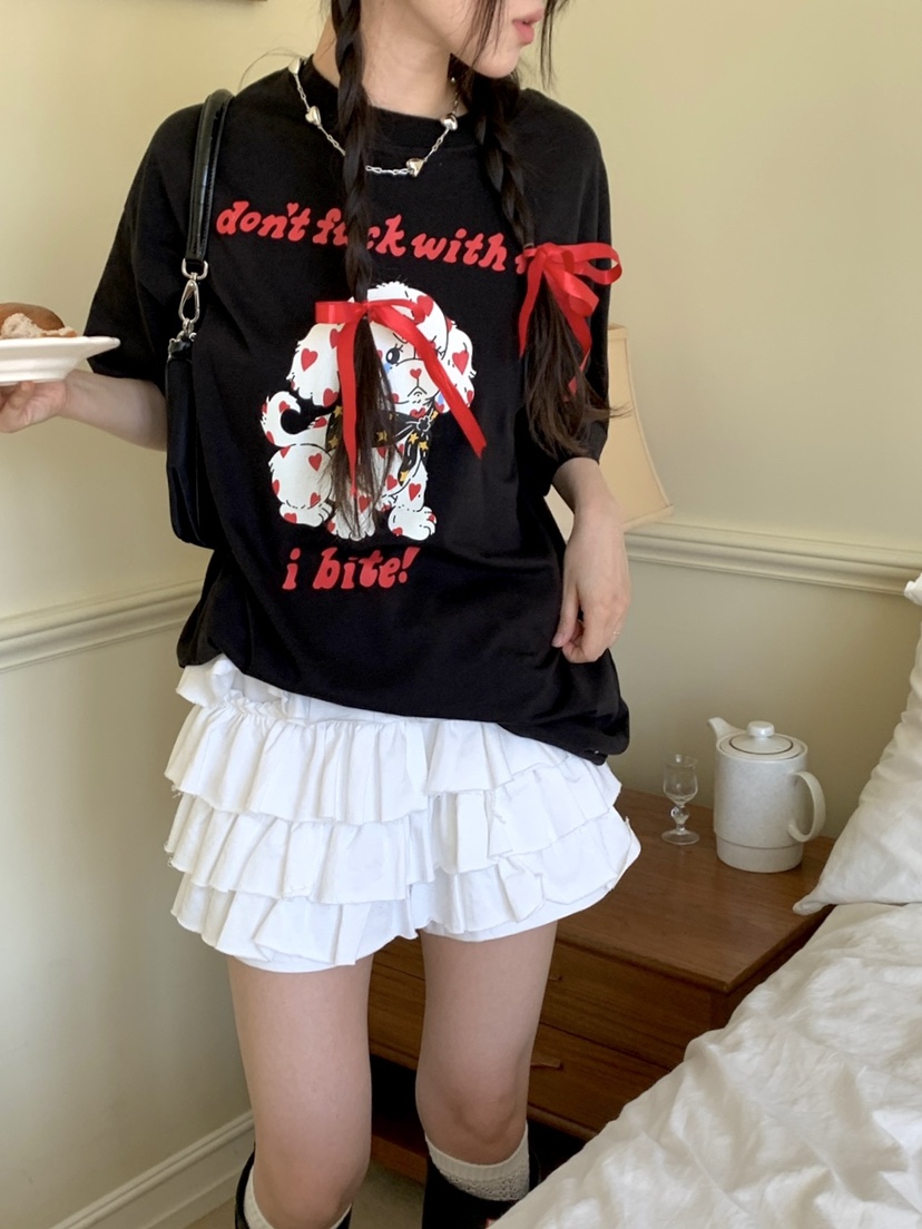 SUNDAY MOOD韓國直郵女士新款休閑24春夏人氣職業真品T恤BOWIET恤