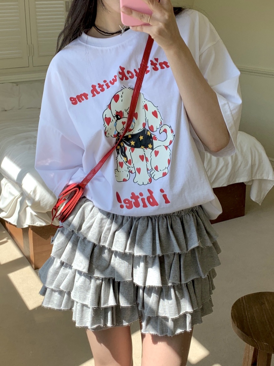 SUNDAY MOOD韓國直郵女士新款休閑24春夏人氣職業真品T恤BOWIET恤
