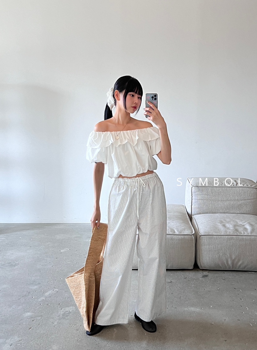 SYMBOL直郵韓國代購女裝新品推薦休閑時尚人氣襯衫蕾絲衫短款SYMBOL襯衫/蕾絲衫