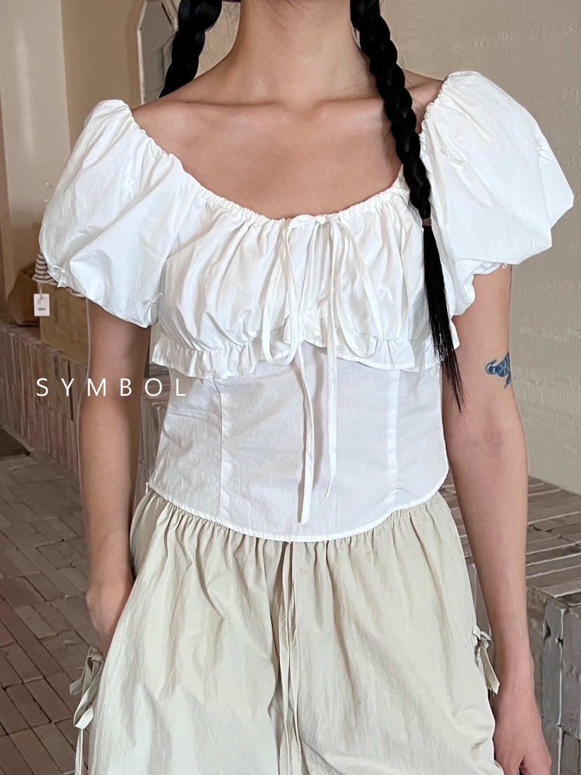 SYMBOL韓國直郵東大門實拍女裝新品熱賣推薦24春夏襯衫蕾絲衫SYMBOL襯衫/蕾絲衫圖色2