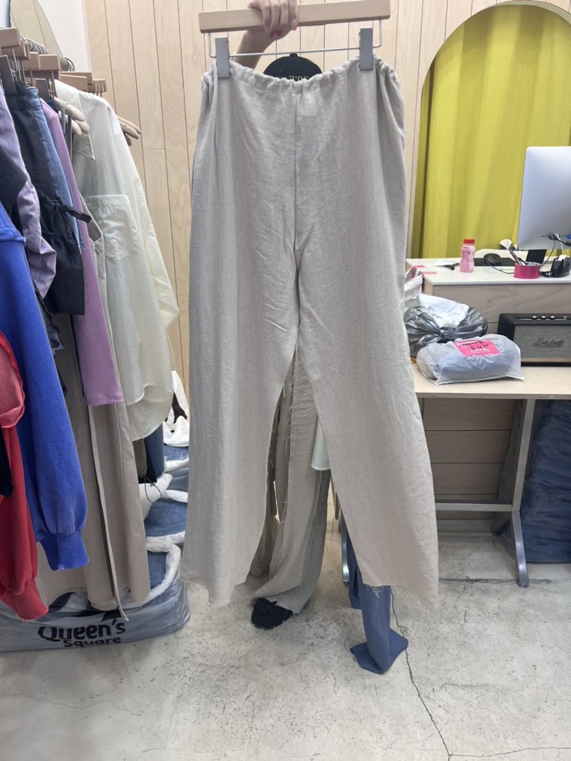 VARIAL韓國直郵東大門代購女裝新款時尚休閑休閑褲闊腿褲亞麻VARIAL休閑褲