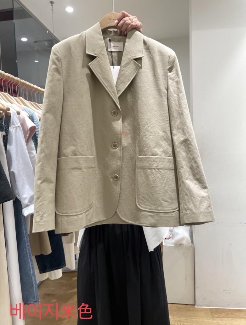 VERVEINE韓國直郵東大門代購女裝新品真品熱賣休閑夾克亞麻VERVEINE夾克圖色2