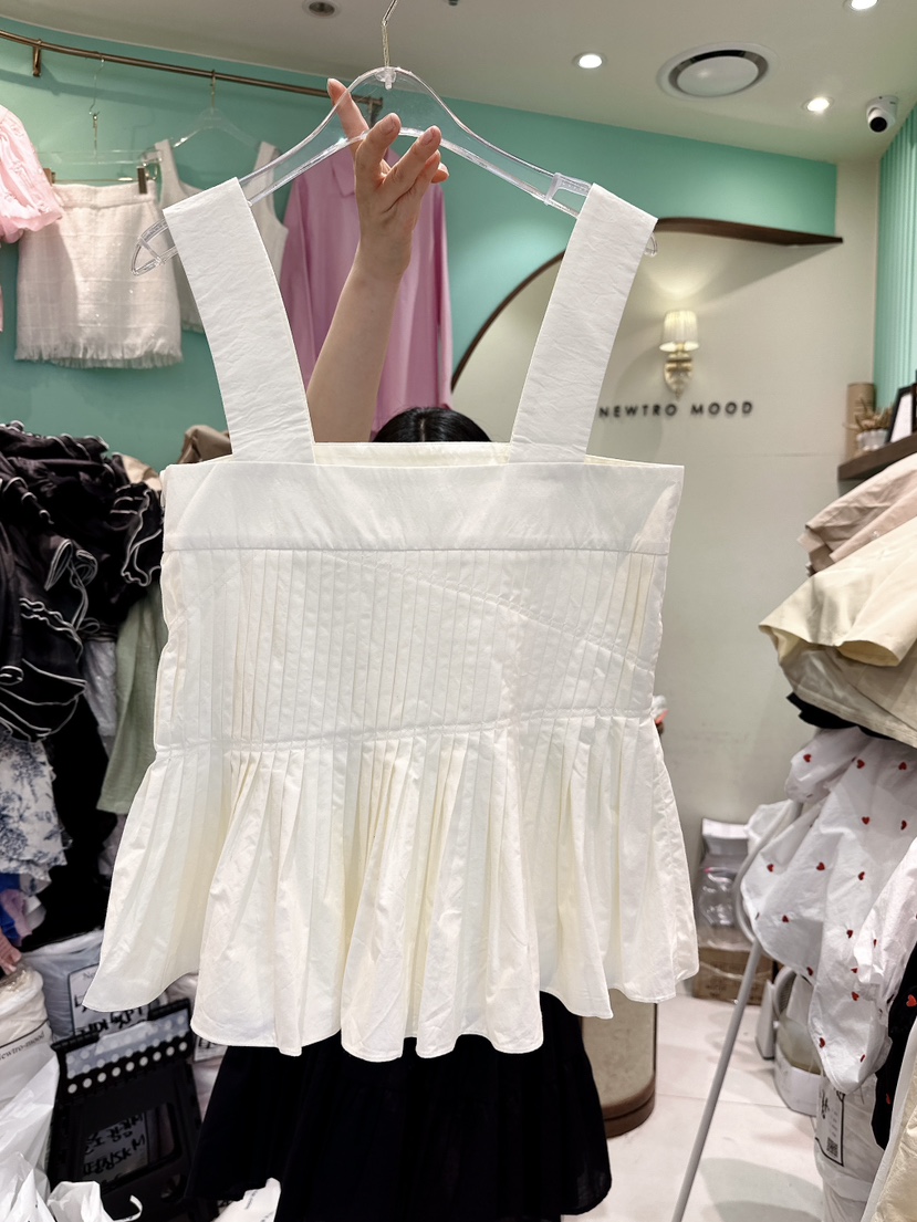 NEWTRO MOOD韓國直郵東大門代購女裝新品24春夏吊帶背心褶皺YUNBAL吊帶/背心