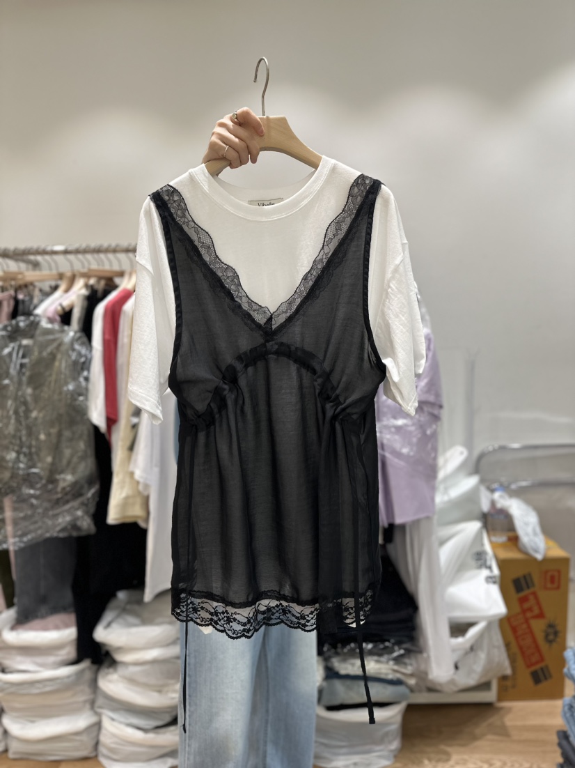 Vibelle直郵韓國代購女裝新品熱賣人氣休閑職業吊帶背心蕾絲VIBELLE吊帶/背心圖色2