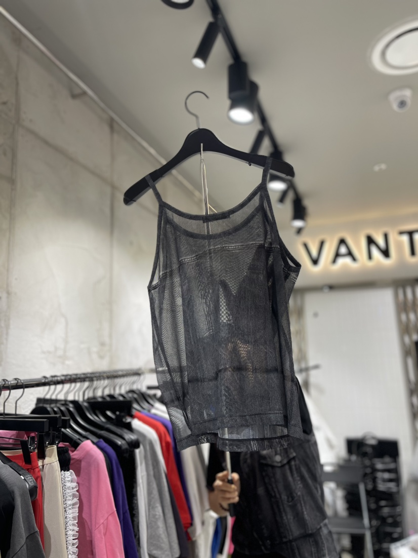 VANTA韓國直郵東大門代購女裝新品人氣24春夏吊帶背心牛仔布透視VANTA吊帶/背心