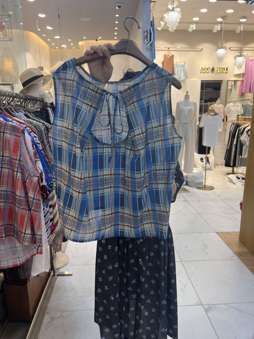 SUISUI韓國直郵東大門代購女士新品時尚推薦職業吊帶背心格紋SUISUI吊帶/背心