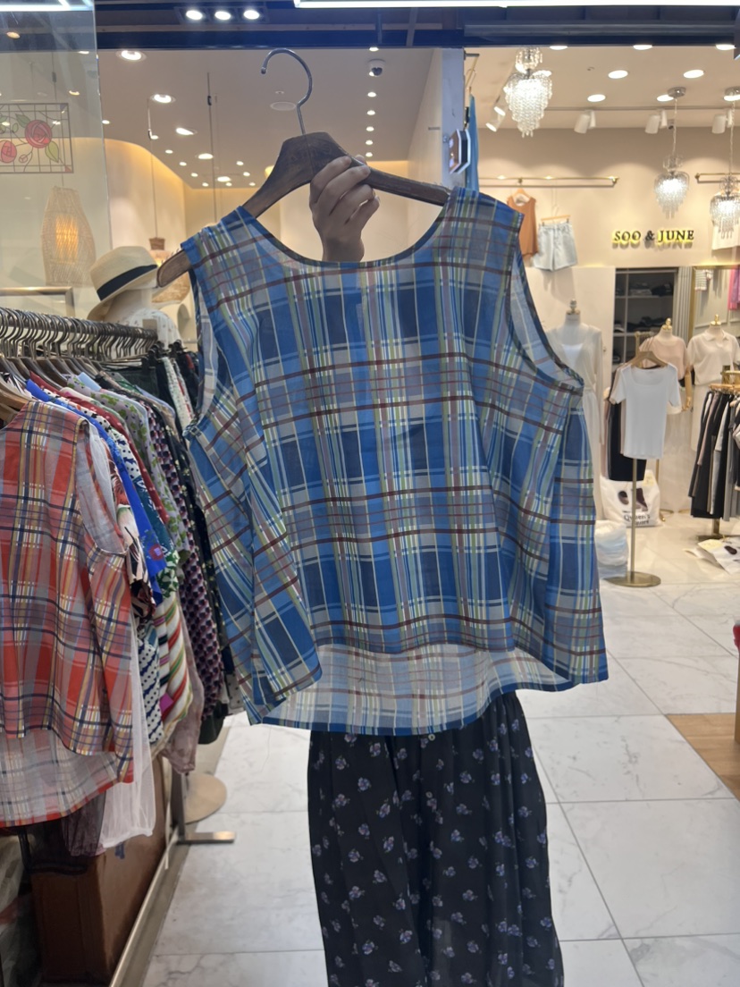 SUISUI韓國直郵東大門代購女士新品時尚推薦職業吊帶背心格紋SUISUI吊帶/背心