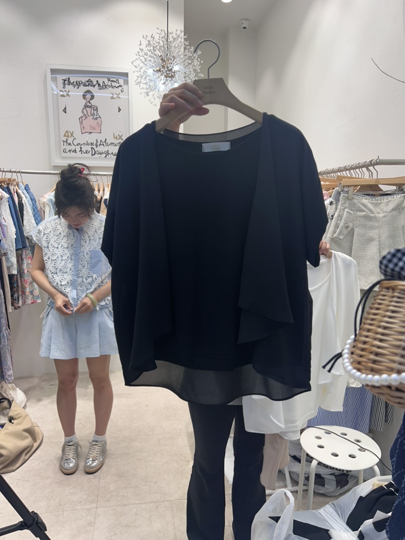 ABLE STUDIO韓國直郵東大門代購女裝新款休閑襯衫蕾絲衫假兩件雙層CONFETTI襯衫/蕾絲衫圖色3